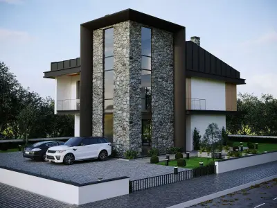 modern villa project Low-poly 3D model