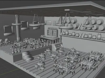 Medieval bar Low-poly 3D model