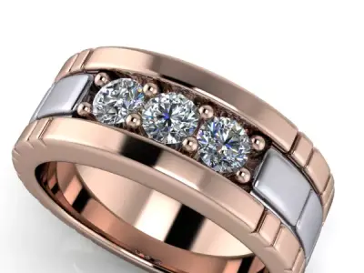 Modern Diamond Mens Wedding band size 11 3D model 3D print model