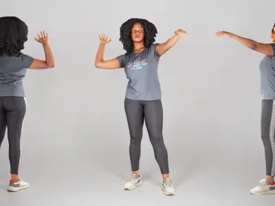 Young african-american woman in sportswear throwing a ball 222 Low-poly 3D model