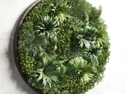 circle garden plant stand vertical garden wall wood circle vase Low-poly 3D model