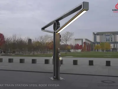  subway train station steel roof system Low-poly 3D model