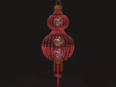  Chinese  red gourd lantern   Low-poly 3D model