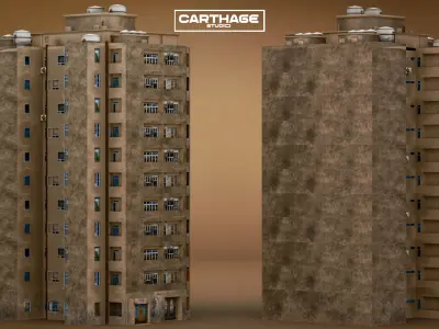Arabic Neoclassical Tall Residential Complex Building Free low-poly 3D model