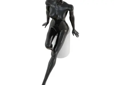 Female abstract mannequin sitting on a stool 75 3D model