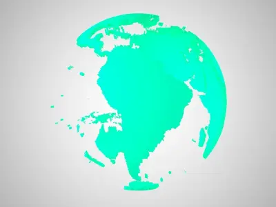 Globe Shell light teal green 3D model