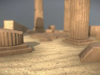  Ancient African Ruins Low poly 3D Model Game Ready Low-poly 3D model