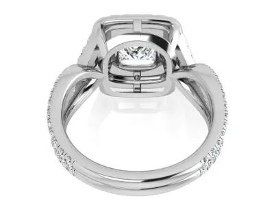 Square Double Halo Twisted Ring 3559 3D print model