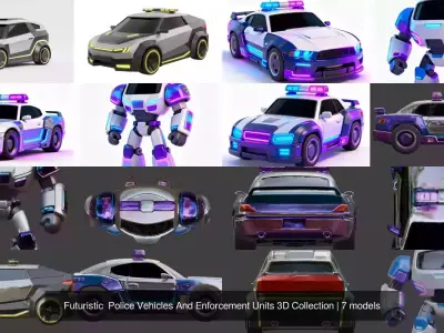 Futuristic  Police Vehicles And Enforcement Units 3D Collection 3D Model Pack