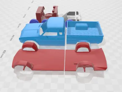 Datsun 620 KingCab 1977 - Separate Parts STL Model 3D print model