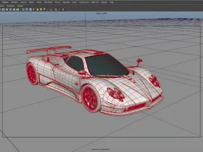 Car futuristic sports on road 3D model