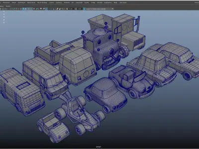 Cartoon Car Pack - Rigged Cars Trucks Utility Animation Low-poly 3D model