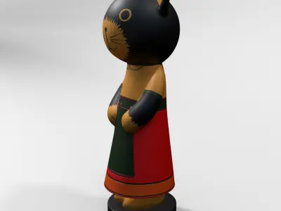 Cat Figurine Low-poly 3D model