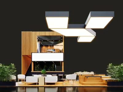 Exhibition Stand - 9m x 9m 3D model 3D model 3D model 3D model