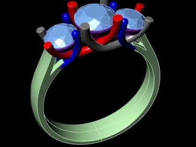 3 Stone Ring Free 3D print model