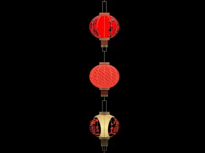 Chinese red lantern Low-poly 3D model