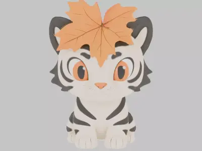 Autumn Tiger Cub Low-poly 3D model