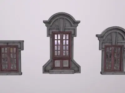 Shikumen Windows Low-poly 3D model