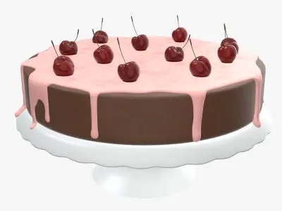 Cake with cherry on top 3D model