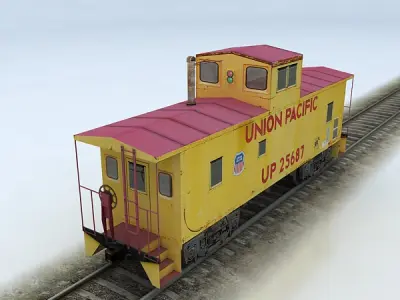Union Pacific Caboose Low-poly 3D model