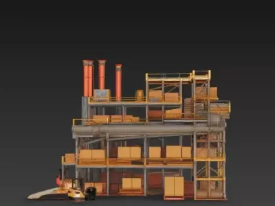 Industrial Warehouse Complex- 3D Model with Machinery 3D model