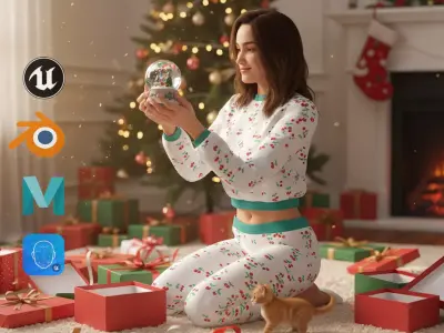 Casual Pajama Girl Character 3D Cute Cherry Sleepwear Low-poly 3D model