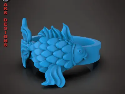  Ring organic jewelry Fish 1 3D print model