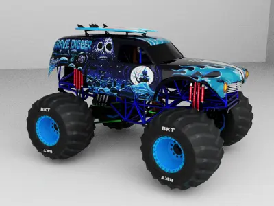 Monster Truck Gravedigger Low-poly 3D model