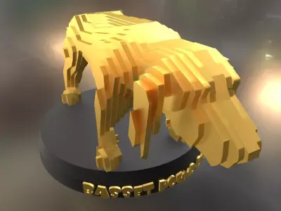 Parametric Asia Basset Hound Dog Low-poly 3D model