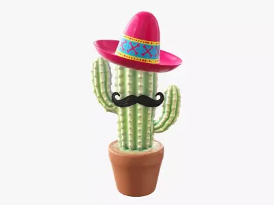 Stylized decorative cactus 3D model
