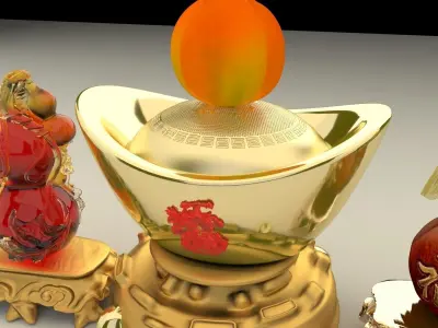 Chinese gold ingot 3D model