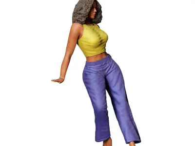 N3 a woman leaning on a car 3D print model