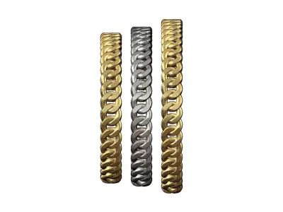 Solid 7mm wide Cuban chain link cuff bracelet 3D print model