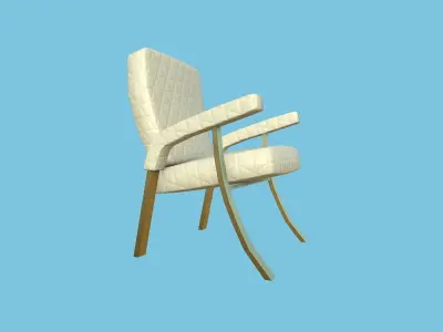 Beige Gold Armchair - Furniture Interior Design Free low-poly 3D model