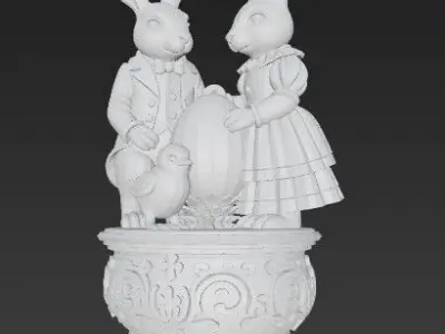 Easter Joy Bunny and Chick 3D Model 3D print model