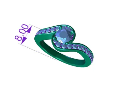 ZDR018 diamond engagement ring gold 3D print model