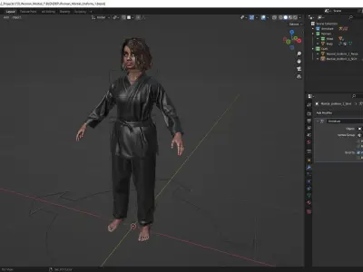 Woman - Martial Uniform 1 - Modular - Rigged Low-poly 3D model