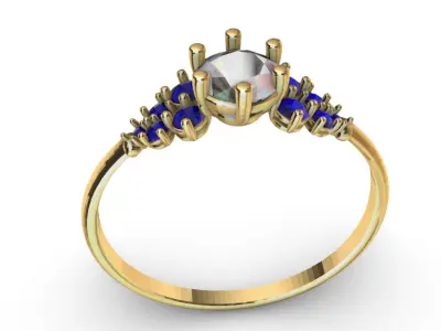 Anillo solitario para dama-mujer -v- 3D print model