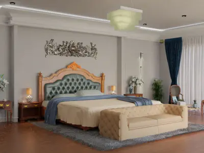 Bed room Interior design 3D model