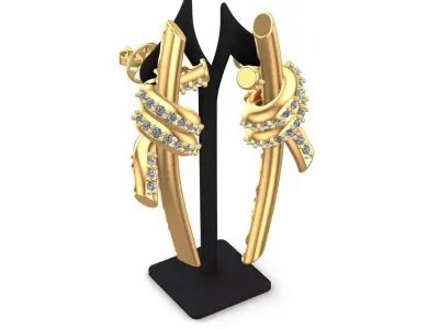 Gold Knot Earrings 3D print model