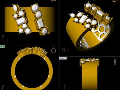Band ring adorned with a mix of dazzling diamonds 3D print model