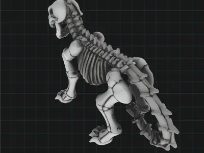 Cartoon Dog Skeleton Stylized Halloween Animal Bone Figure 3D print model