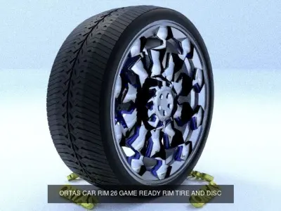 ORTAS CAR RIM 25-26 GAME READY RIM TIRE AND DISC 3D Model Pack