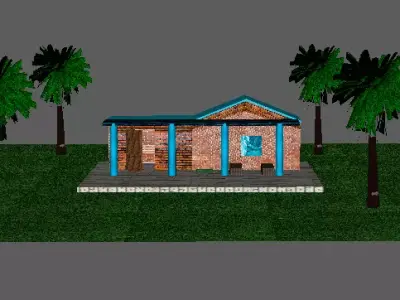house with palm trees 3D model