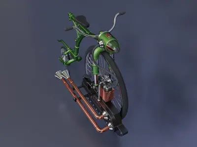 Stylized antique bicycle with a motor 3D model