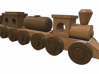 Wooden train toy 3 Free 3D model