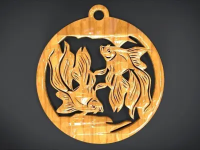 Wall decoration with Fish motif 3D print model