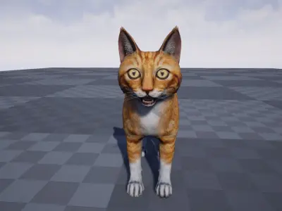 Cat - red color Low-poly 3D model
