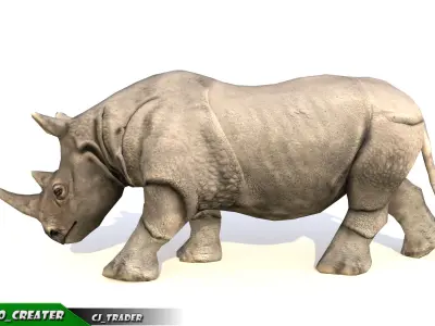Lowpoly Rhinoceros Animated 3D model Low-poly 3D model