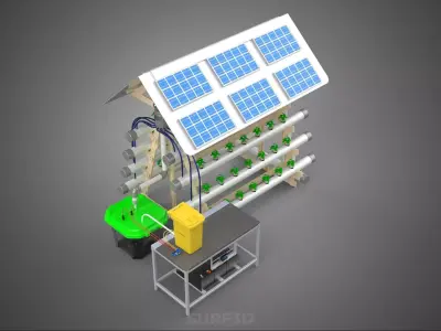 HYDROPONIC IOT SMART SOLAR ENERGY PV FARM PLANT WATER NUTRIENT 3D model